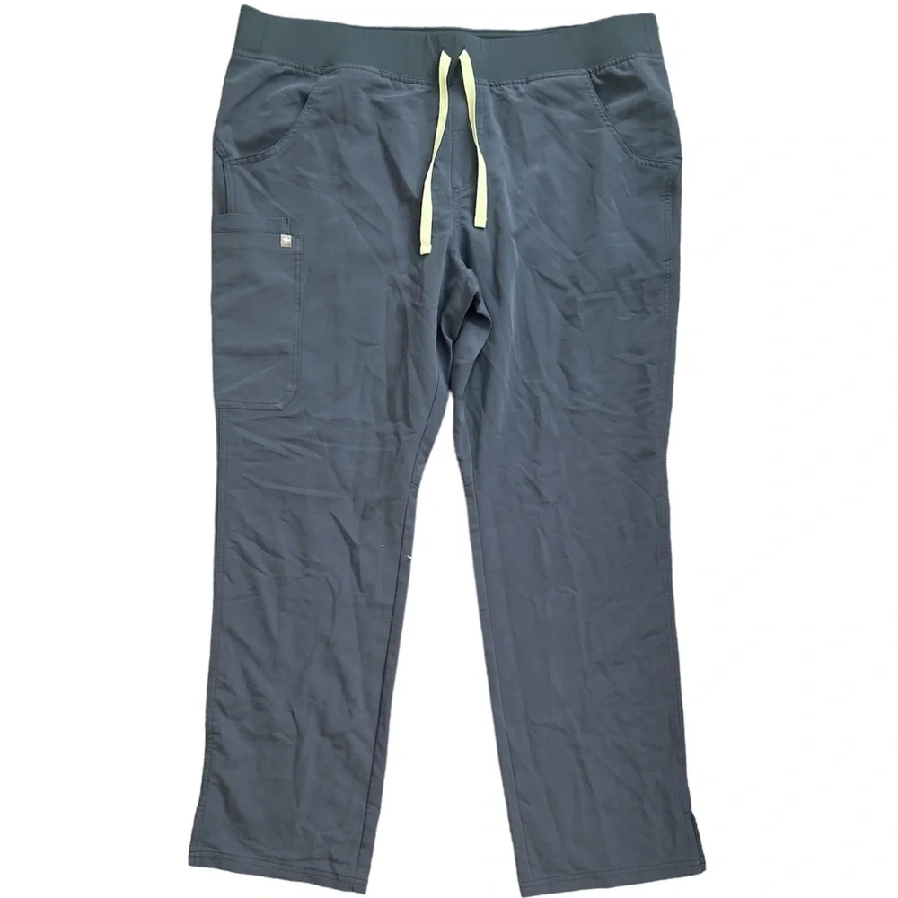 Figs Clothing Kade Gray Women XL Cargo 4-Pocket Pull On‎ Drawstring Scrub Pants